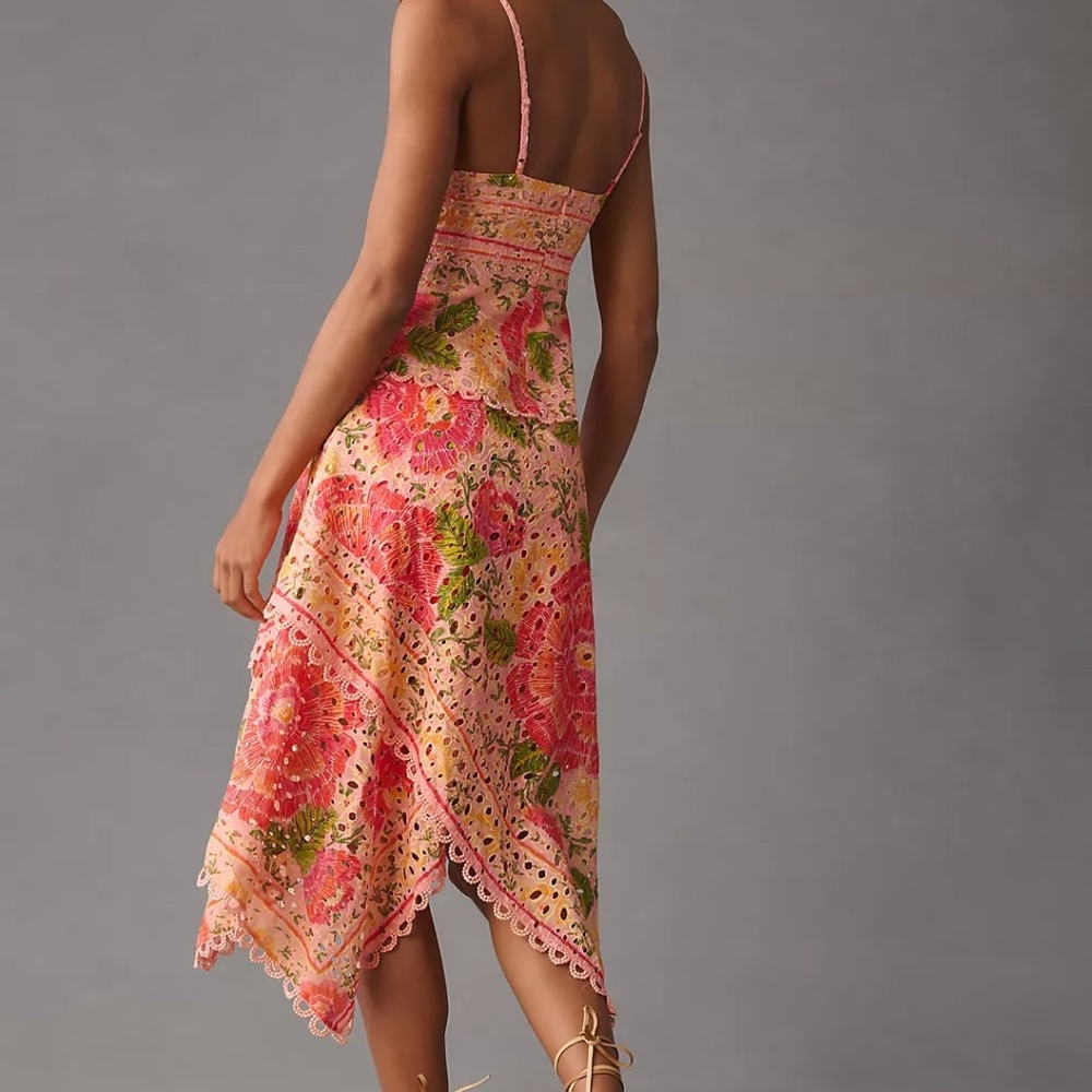 Farm Rio Printed Eyelet Asymmetrical Dress Medium - Picture 14 of 14